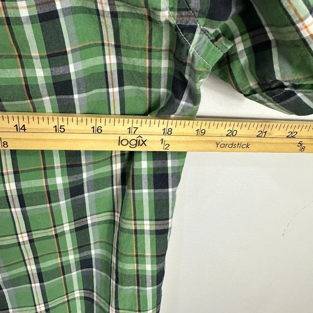 Banana Republic Button Up Shirt Mens Small‎ Green Plaid Cotton Preppy Academia